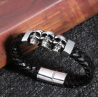 Leather Bracelet Skull Heads