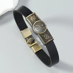 Black Yin Yang Leather Bracelet