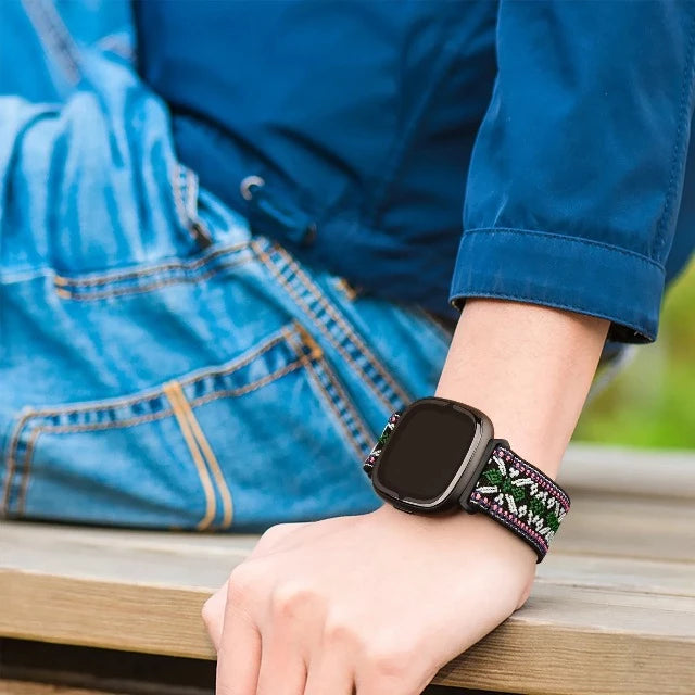 Elastic Nylon Bracelet for Fitbit Versa 3 Versa 4 Sense 2