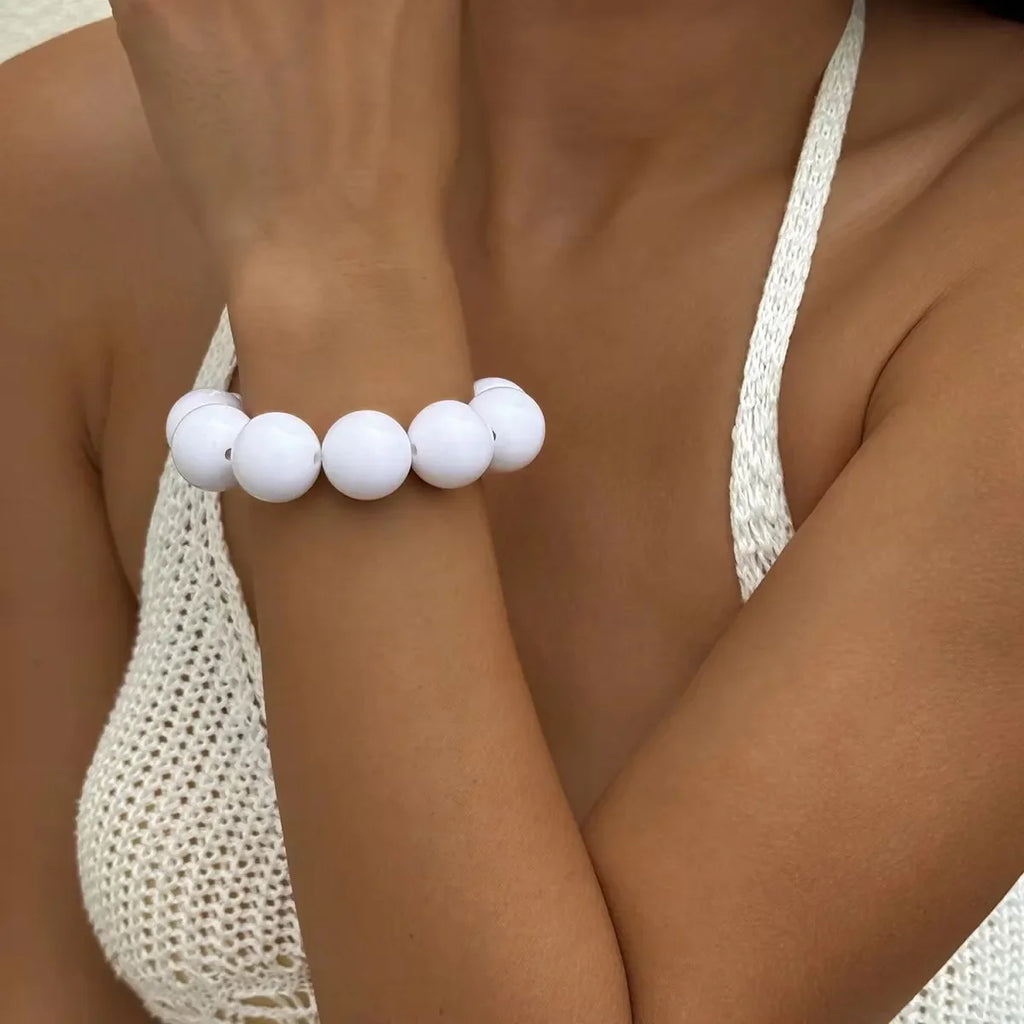 White Colored Bead Bracelet for Women
