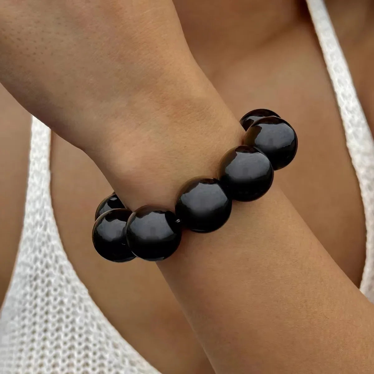 Black Colored Bead Bracelet for Women