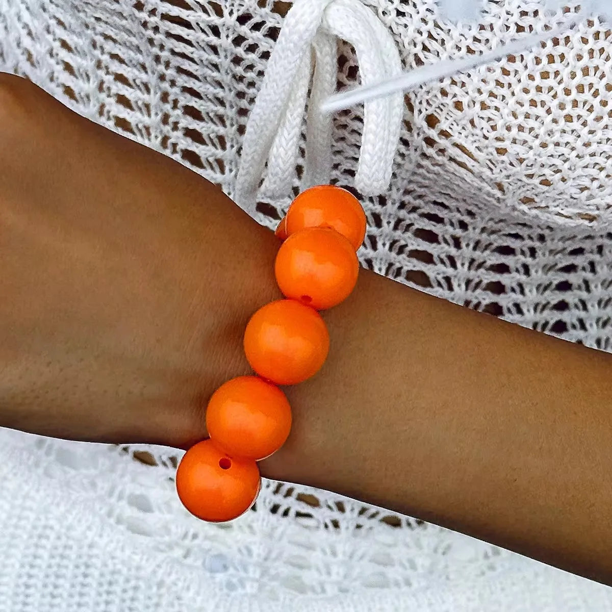 Orange Colored Bead Bracelet for Women
