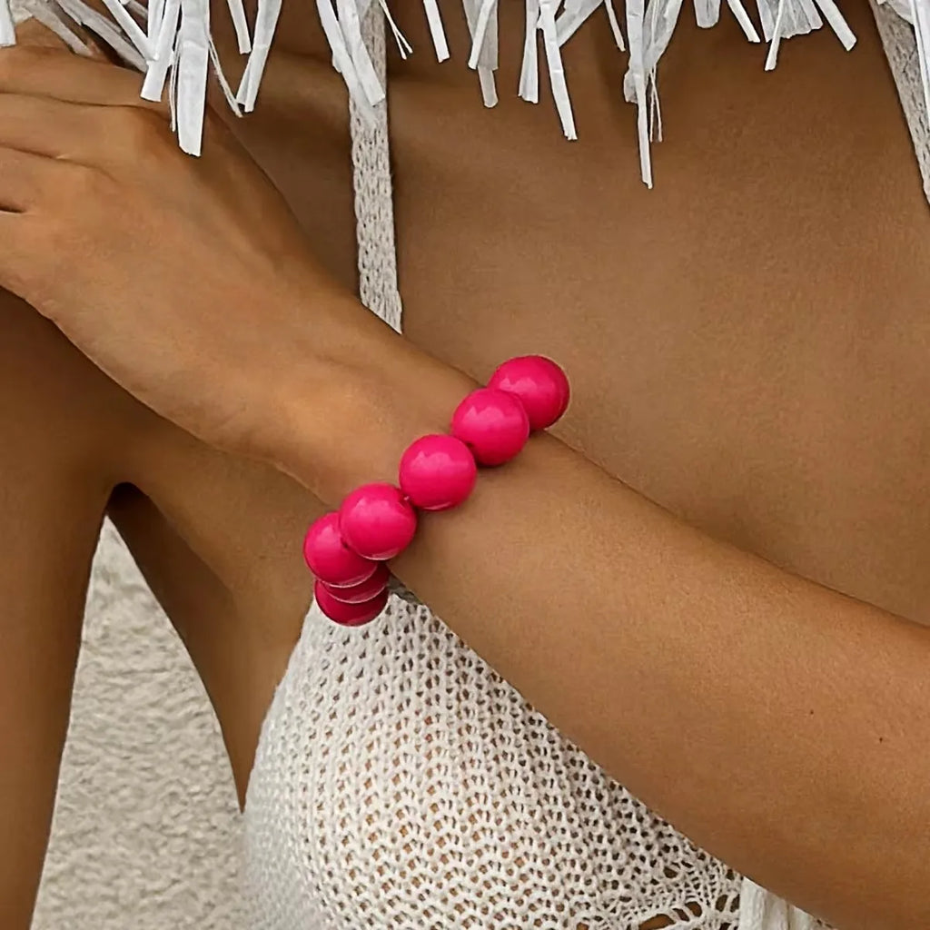 Pink Colored Bead Bracelet for Women