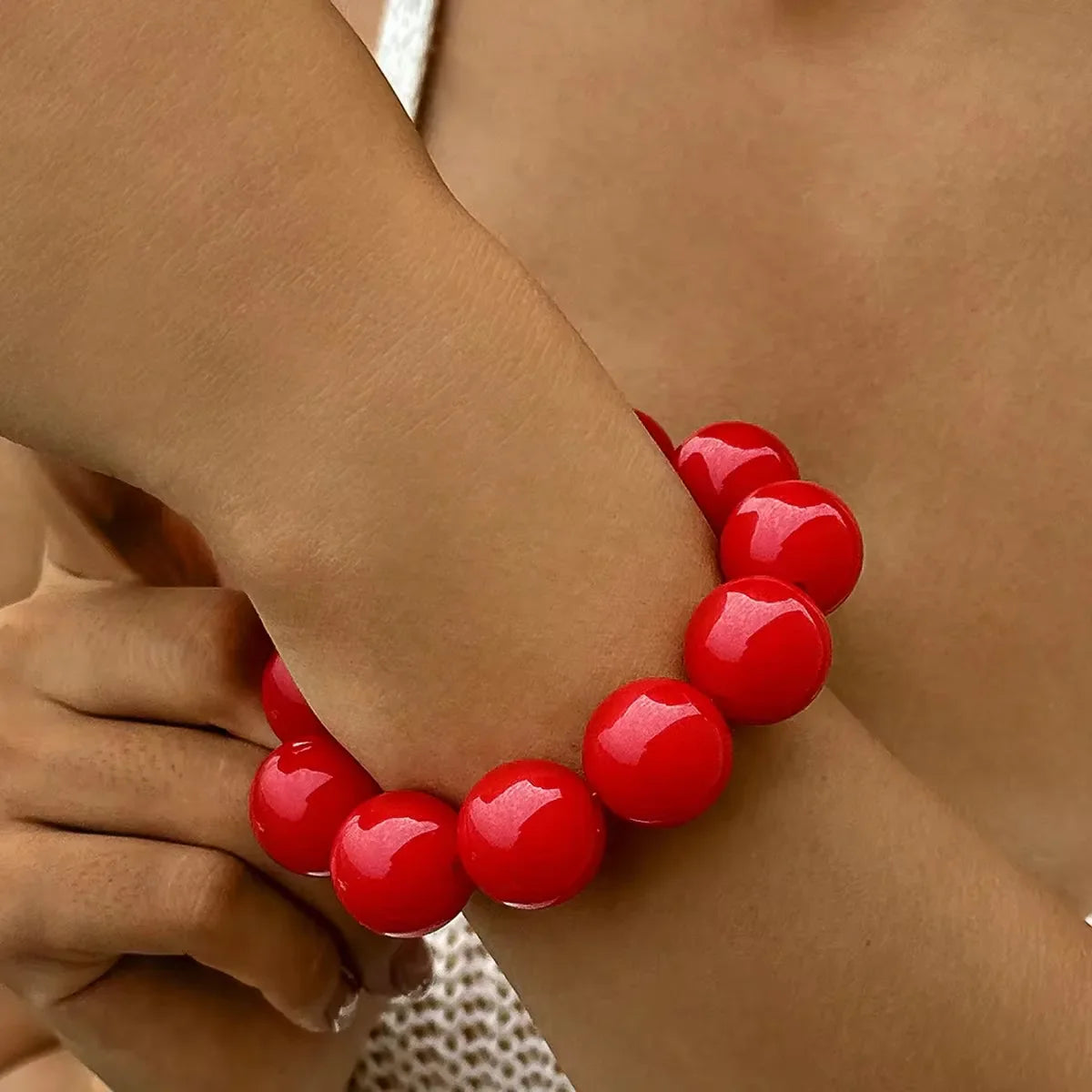 Red Colored Bead Bracelet for Women