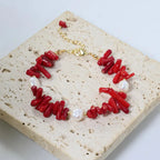 Coral Stone and Pearl Bracelet