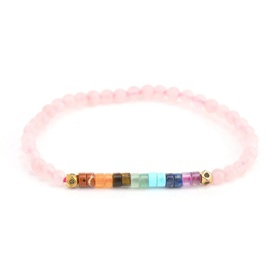 Natural Stone Bracelet 7 Chakras Rose Quartz