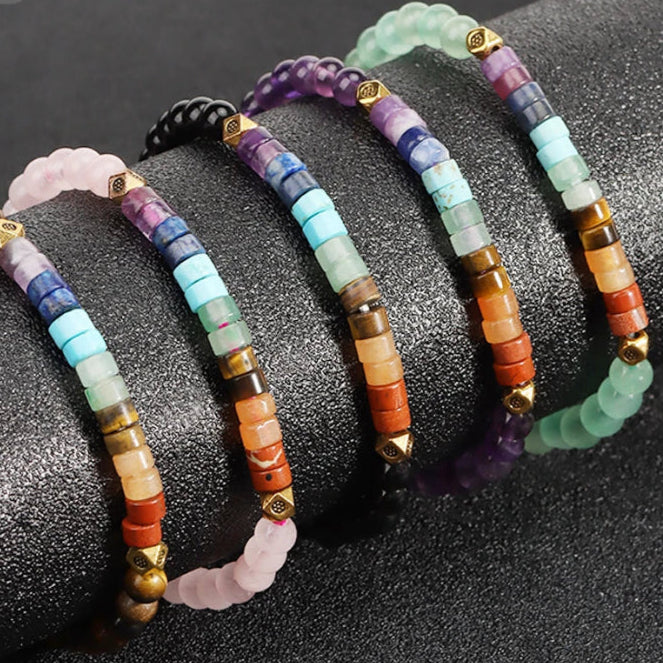 Natural Stone Bracelet 7 Chakras Green Aventurine