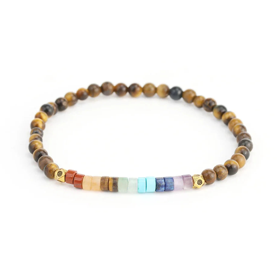 Natural Stone Bracelet 7 Chakras Tiger's Eye
