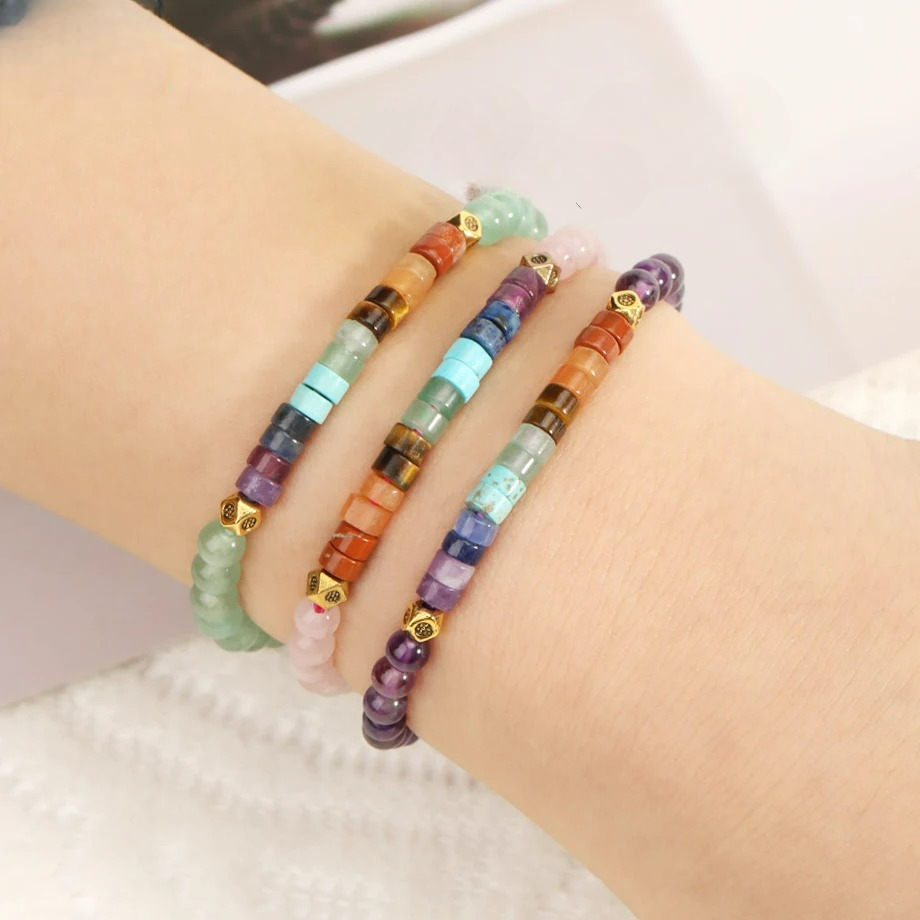 Natural Stone Bracelet 7 Chakras Rose Quartz