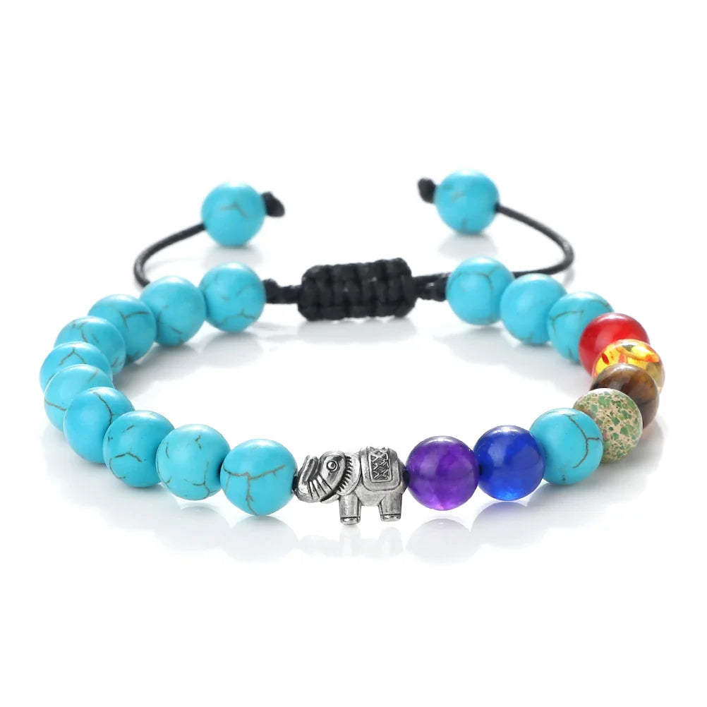 Natural Stone Bracelet and Elephant 7 Chakras 7