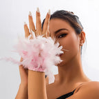 Bracelet en plume rose vaporeuse rose