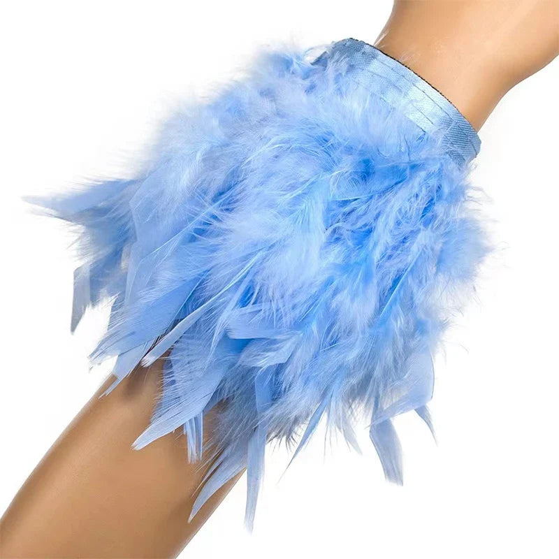 Bracelet en plume rose vaporeuse bleu