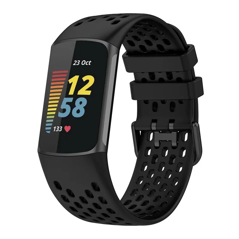 Bracelet en silicone pour montre Fitbit Charge 5, Charge 6 noir