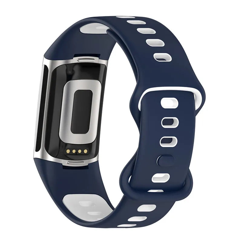 Bracelet en silicone pour montre Fitbit Charge 5, Charge 6 bleu