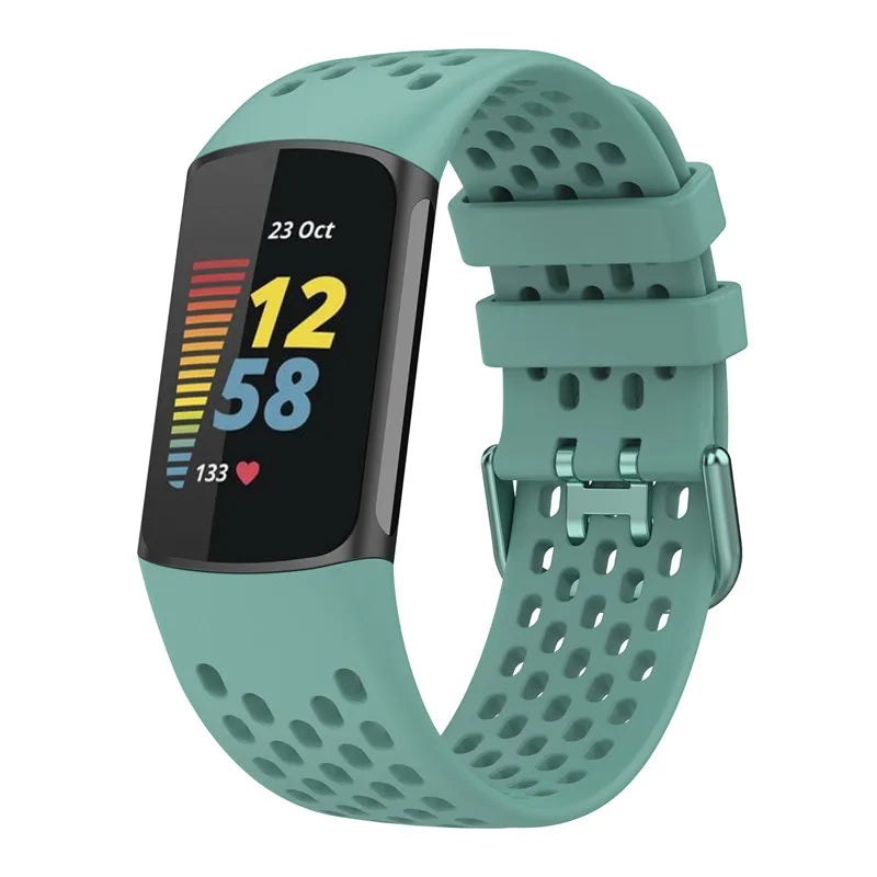 Bracelet en silicone pour montre Fitbit Charge 5, Charge 6 vert bleu