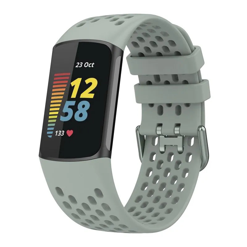 Bracelet en silicone pour montre Fitbit Charge 5, Charge 6 gris
