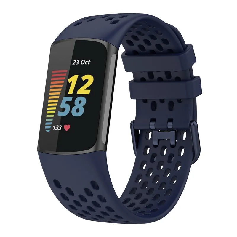 Bracelet en silicone pour montre Fitbit Charge 5, Charge 6 bleu marine