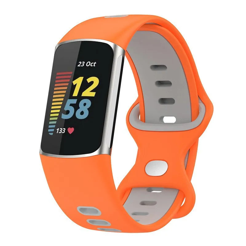 Bracelet en silicone pour montre Fitbit Charge 5, Charge 6 orange