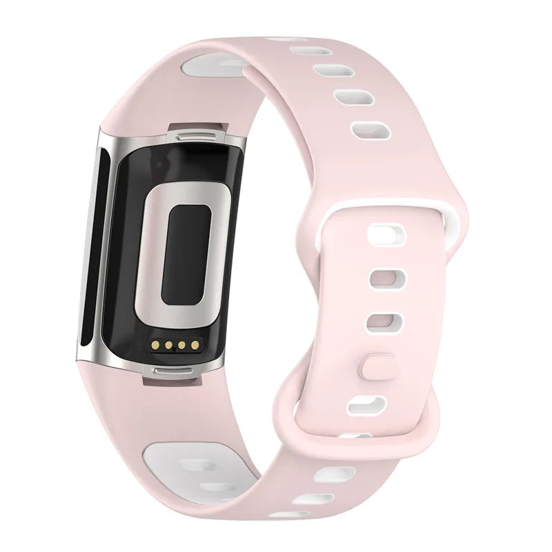 Bracelet en silicone pour montre Fitbit Charge 5, Charge 6 rose