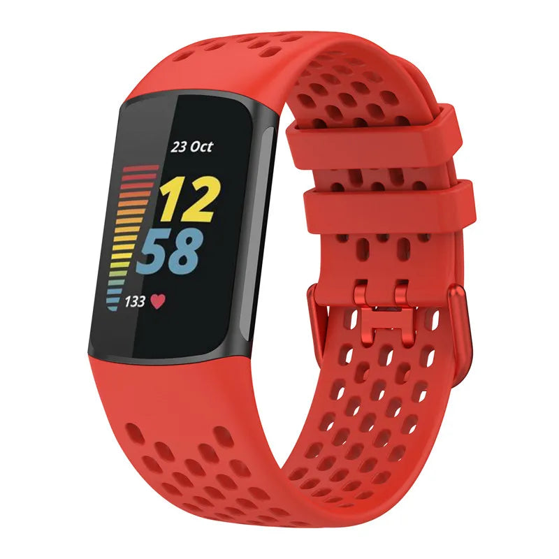 Bracelet en silicone pour montre Fitbit Charge 5, Charge 6 rouge