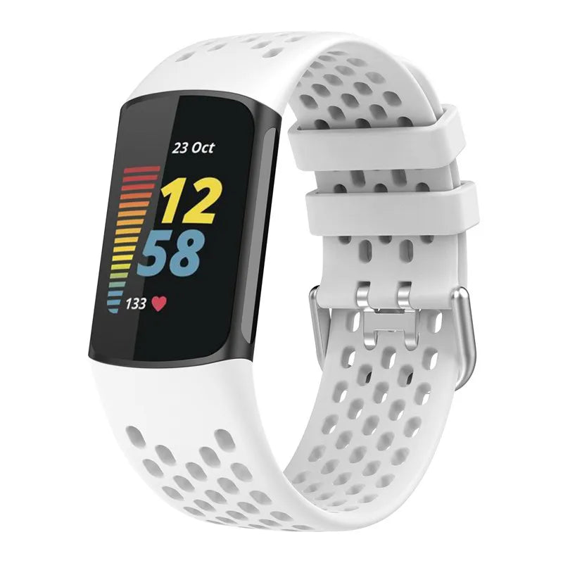 Bracelet en silicone pour montre Fitbit Charge 5, Charge 6 blanc