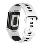 Bracelet en silicone pour montre Fitbit Charge 5, Charge 6 blanc noir