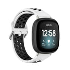 Bracelet en silicone pour montre Fitbit Versa 3, Versa 4, Sense 1 et Sense 2 blanc et noir