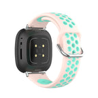 Bracelet en silicone pour montre Fitbit Versa 3, Versa 4, Sense 1 et Sense 2 rose et cyan