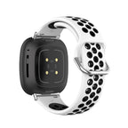 Bracelet en silicone pour montre Fitbit Versa 3, Versa 4, Sense 1 et Sense 2 blanc et noir