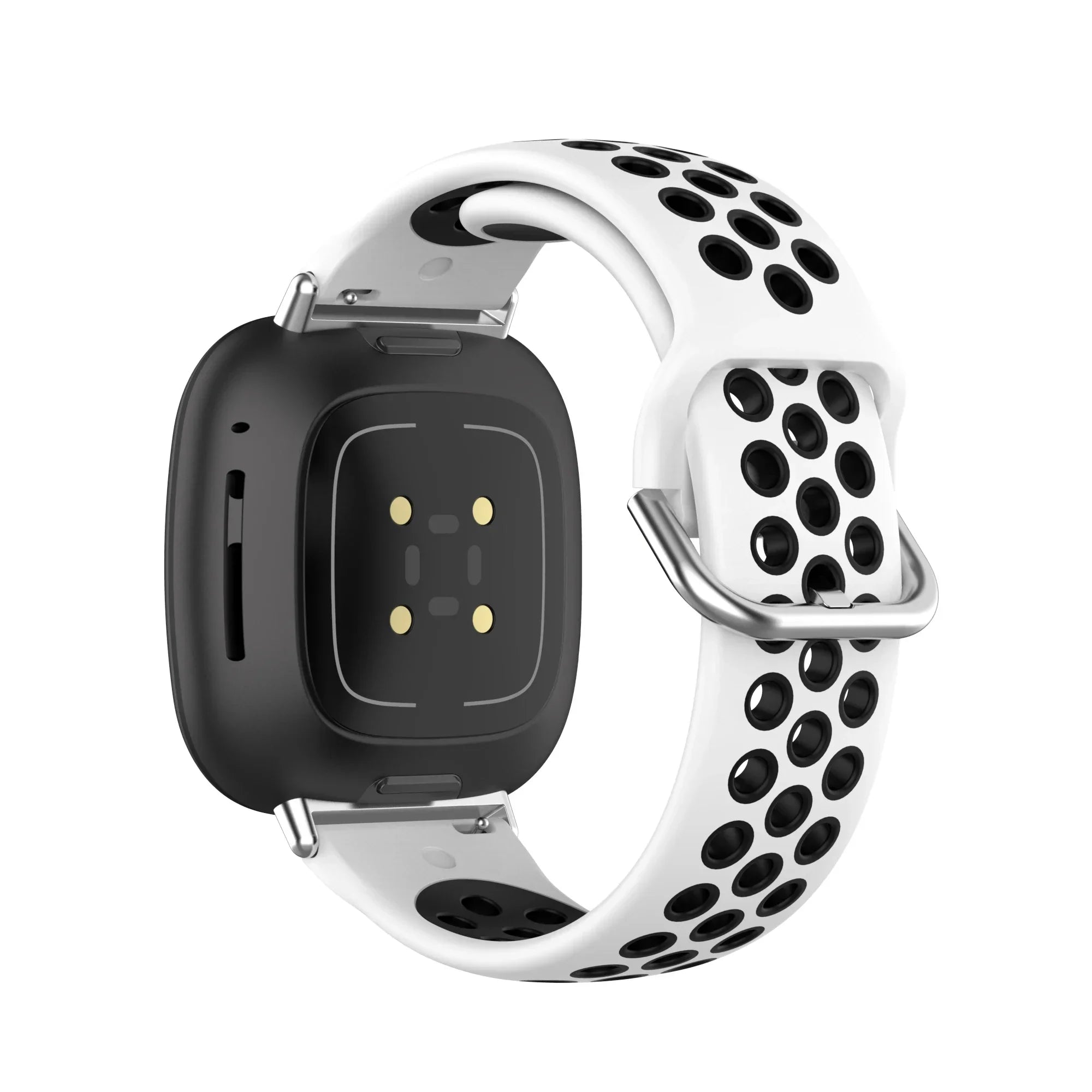 Bracelet en silicone pour montre Fitbit Versa 3, Versa 4, Sense 1 et Sense 2 blanc et noir