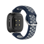 Bracelet en silicone pour montre Fitbit Versa 3, Versa 4, Sense 1 et Sense 2 bleu et gris