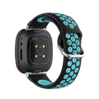Bracelet en silicone pour montre Fitbit Versa 3, Versa 4, Sense 1 et Sense 2 noir et bleu