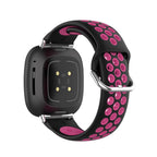 Bracelet en silicone pour montre Fitbit Versa 3, Versa 4, Sense 1 et Sense 2 noir et rose