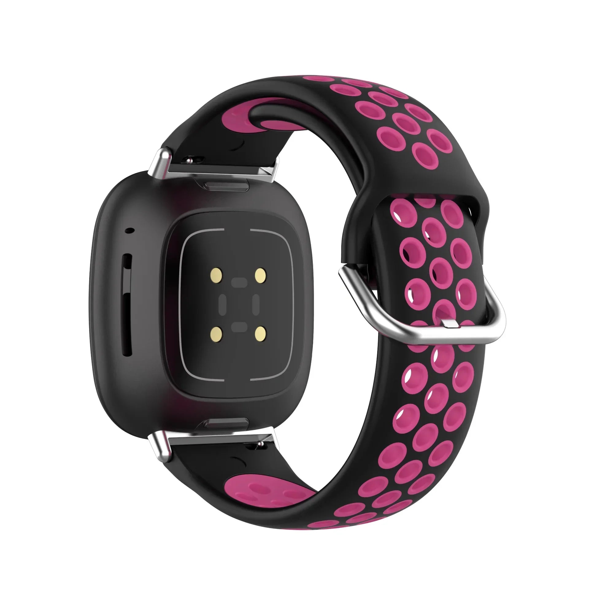 Bracelet en silicone pour montre Fitbit Versa 3, Versa 4, Sense 1 et Sense 2 noir et rose
