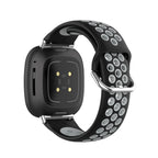 Bracelet en silicone pour montre Fitbit Versa 3, Versa 4, Sense 1 et Sense 2 noir et gris