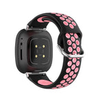 Bracelet en silicone pour montre Fitbit Versa 3, Versa 4, Sense 1 et Sense 2 noir et rose