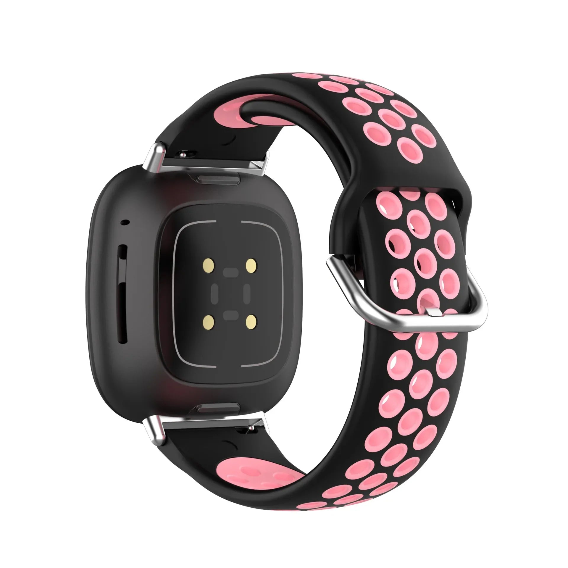 Bracelet en silicone pour montre Fitbit Versa 3, Versa 4, Sense 1 et Sense 2 noir et rose