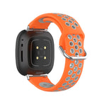 Bracelet en silicone pour montre Fitbit Versa 3, Versa 4, Sense 1 et Sense 2 orange et gris
