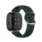 Bracelet en silicone pour montre Fitbit Versa 3, Versa 4, Sense 1 et Sense 2 vert et noir