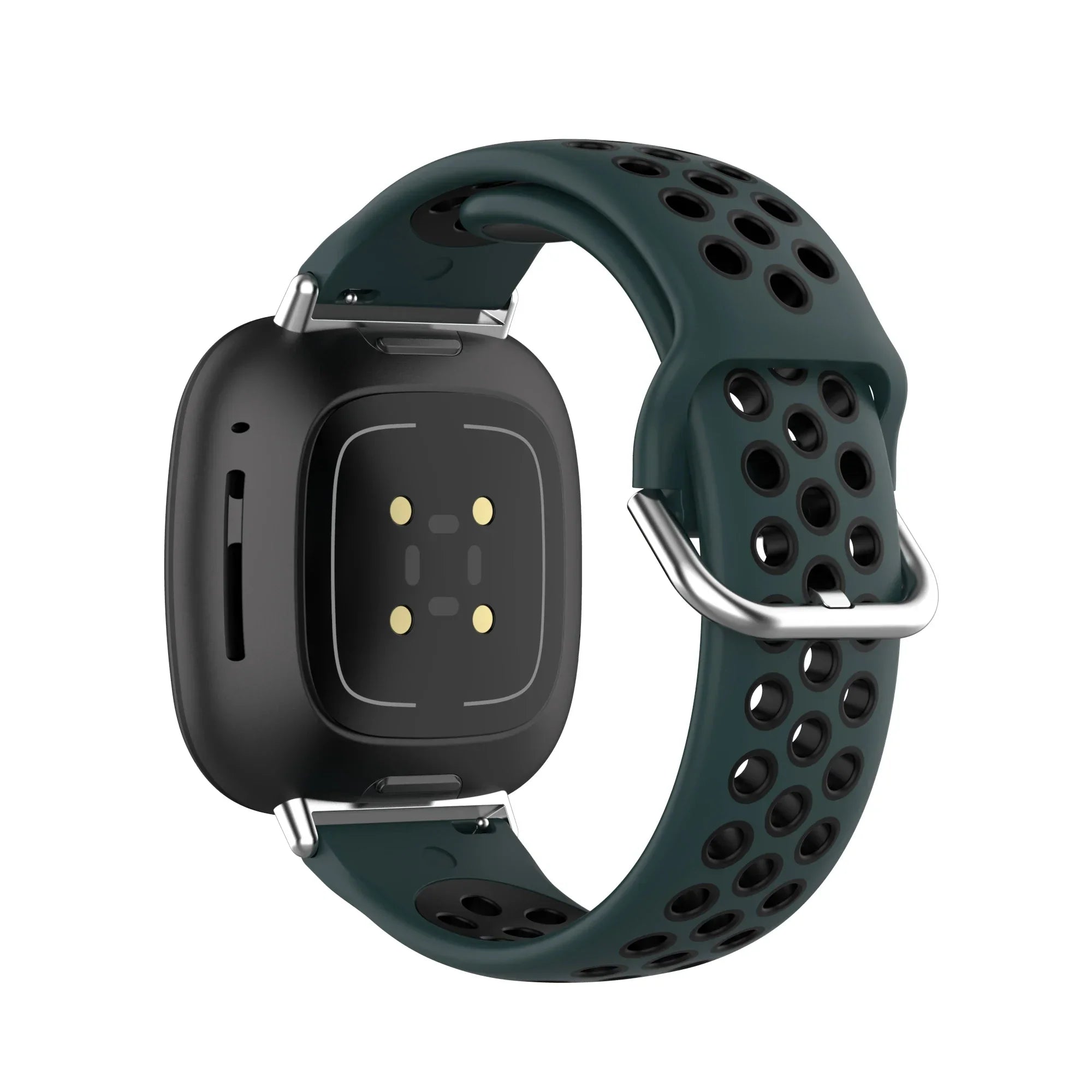 Bracelet en silicone pour montre Fitbit Versa 3, Versa 4, Sense 1 et Sense 2 vert et noir