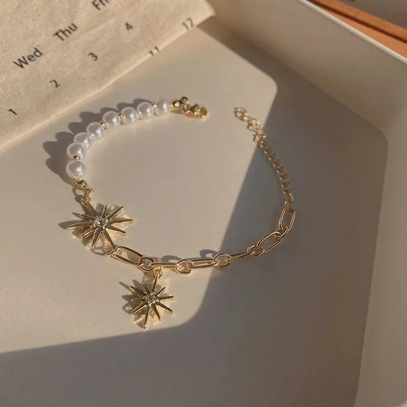 White Stars and Pearls Bracelet