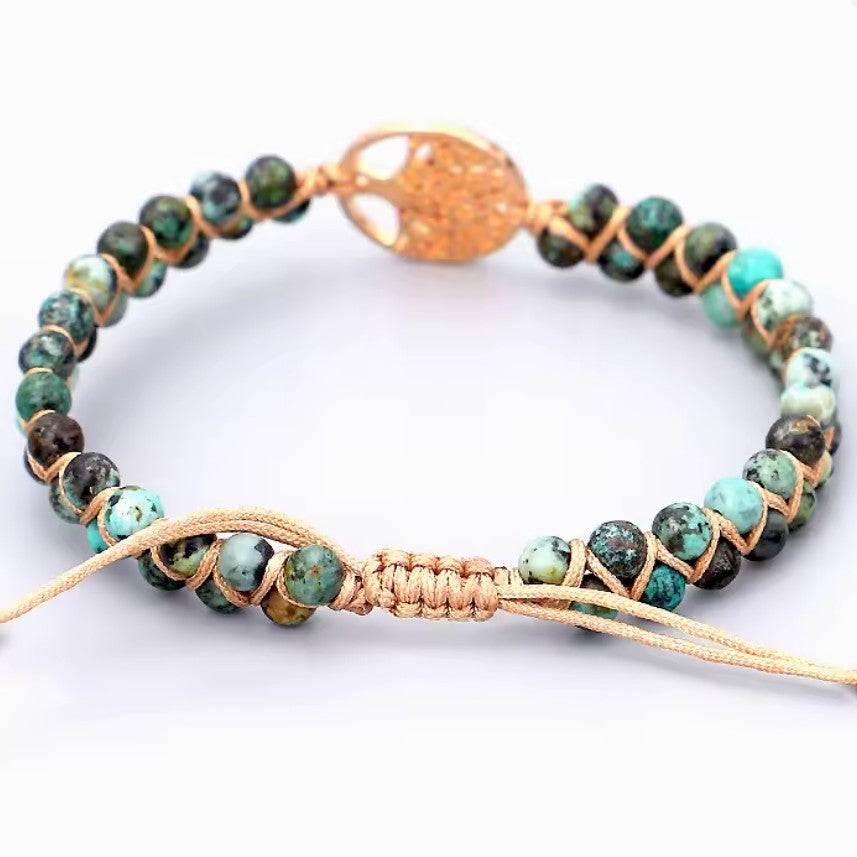 Women's Natural Stone Bracelet Purple Tree of Life