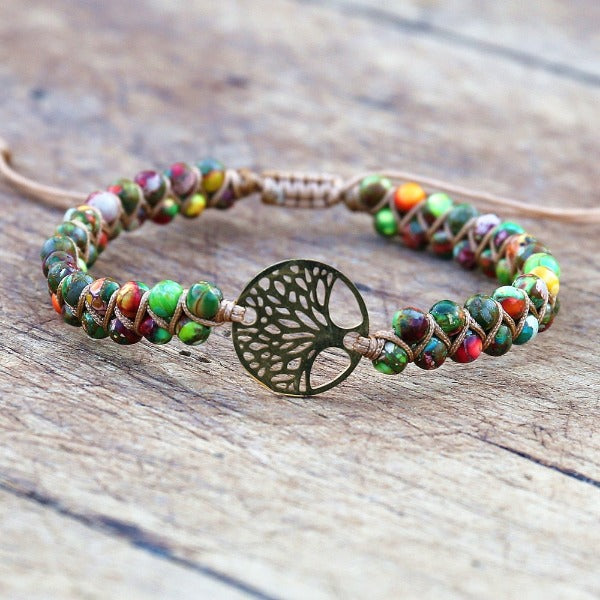 Women's Bracelet Natural Purple Stone Tree of Life