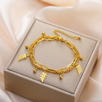 Palm Leaf and Zircon Bracelet