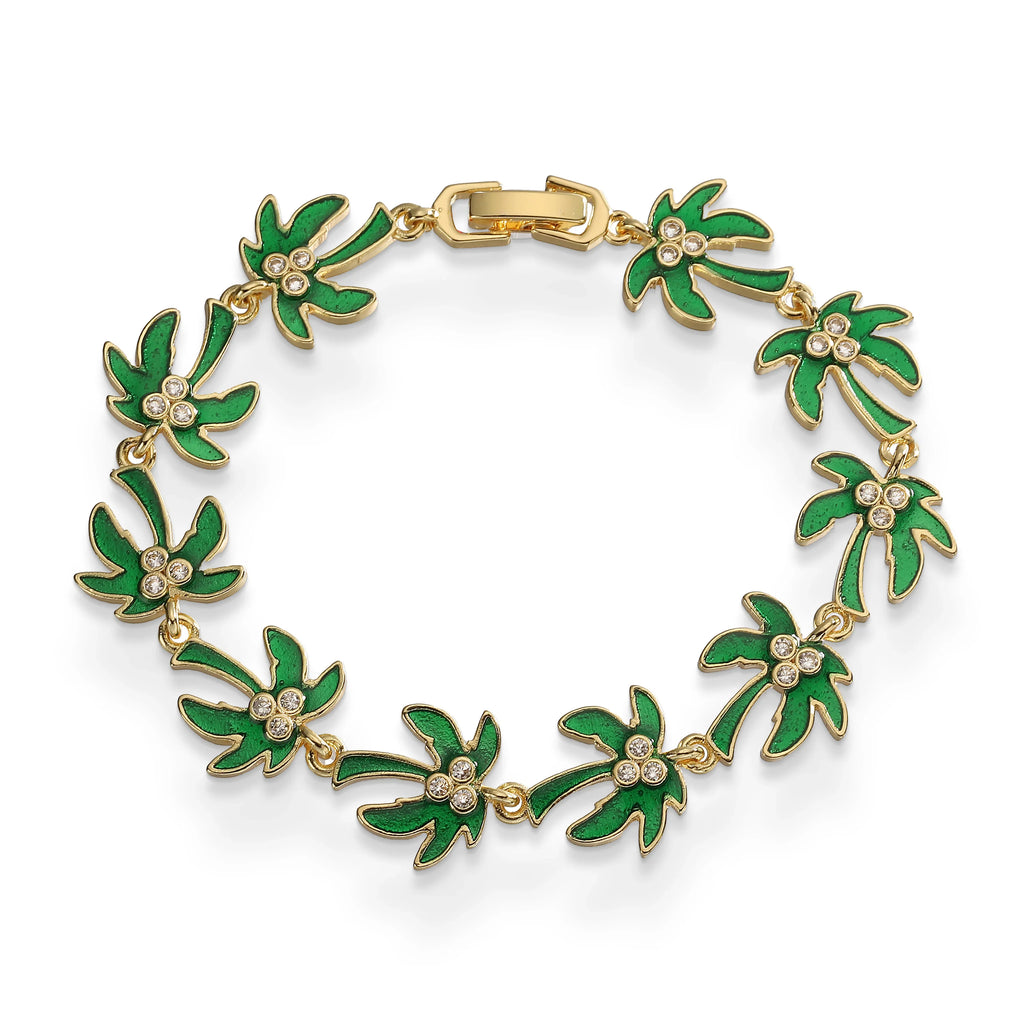 Bracelet feuilles de palmiers vertes