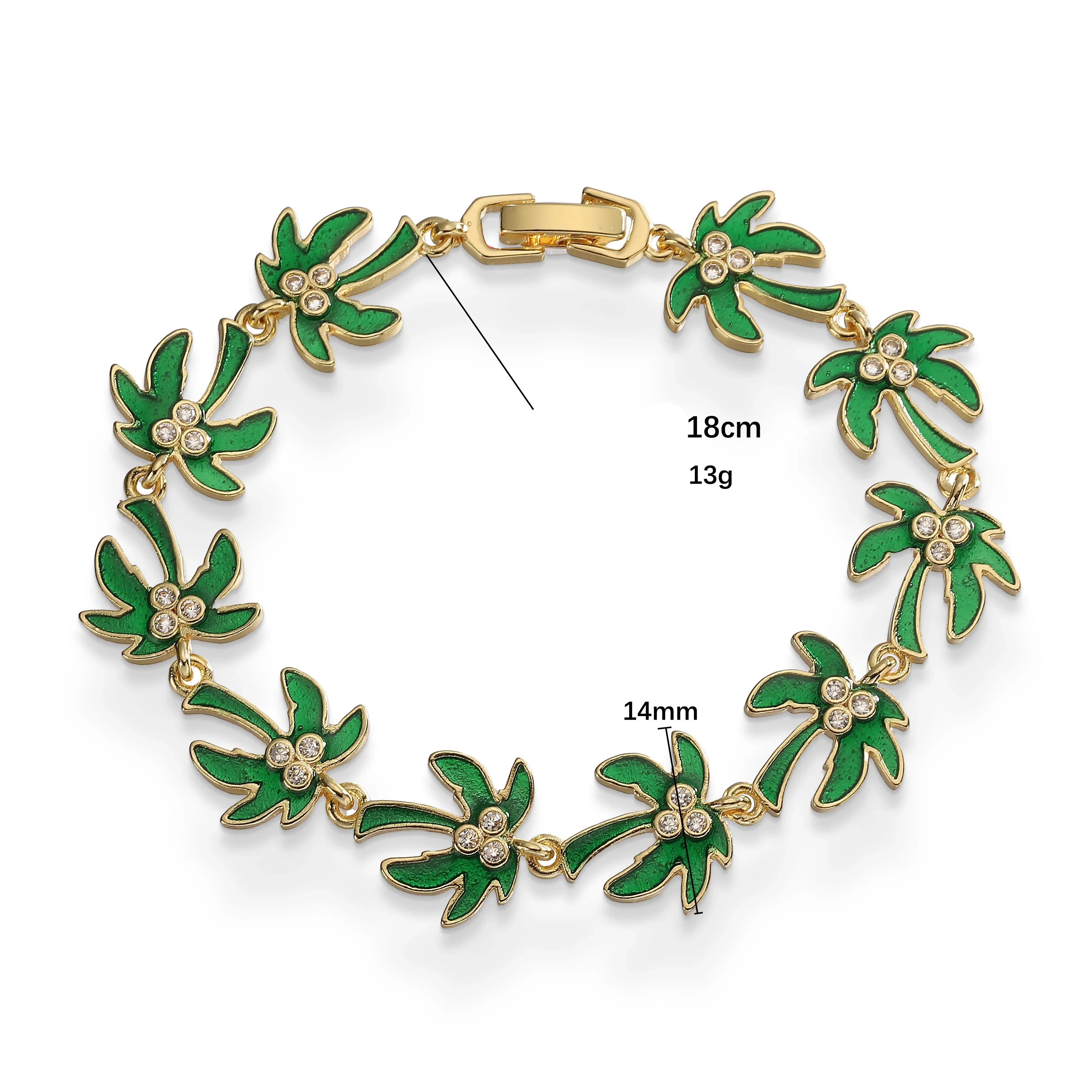 Bracelet feuilles de palmiers vertes