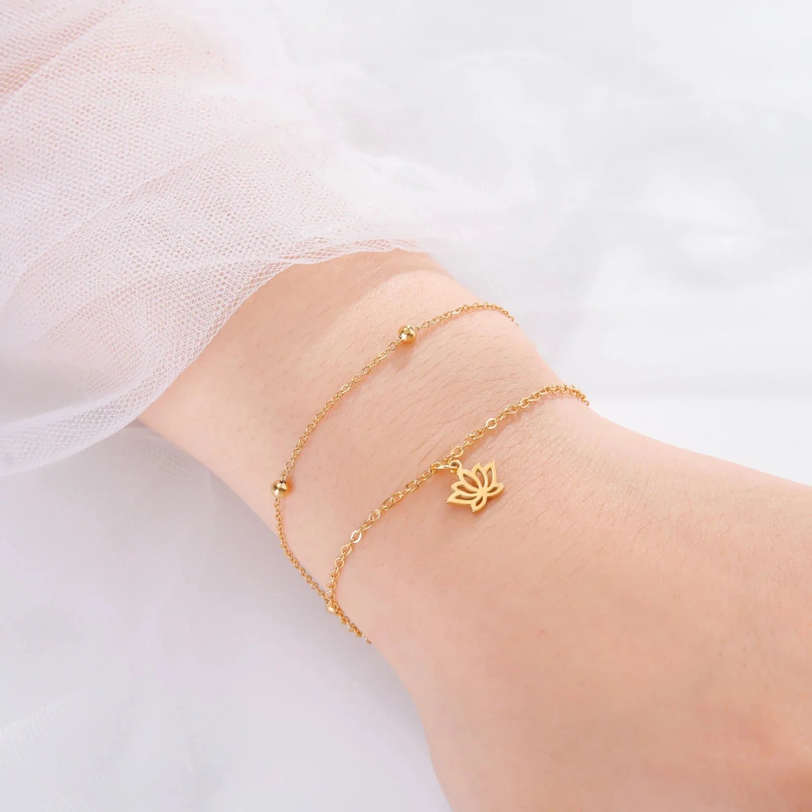 Lotus Flower Bracelet Women's Gold Chain