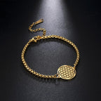 Dawapara Flower of Life Mandala Gold Chain Bracelet