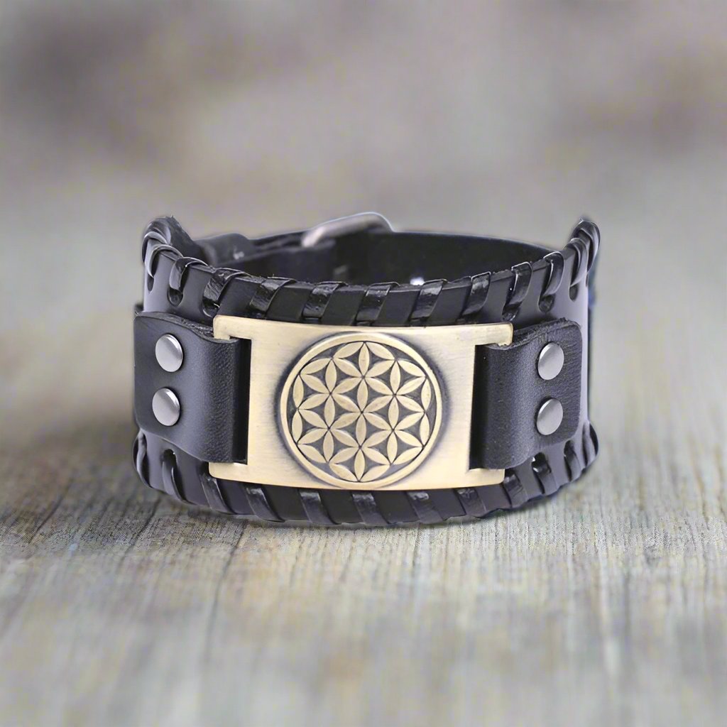 Black Bronze Mandala Bracelet for Men and Women