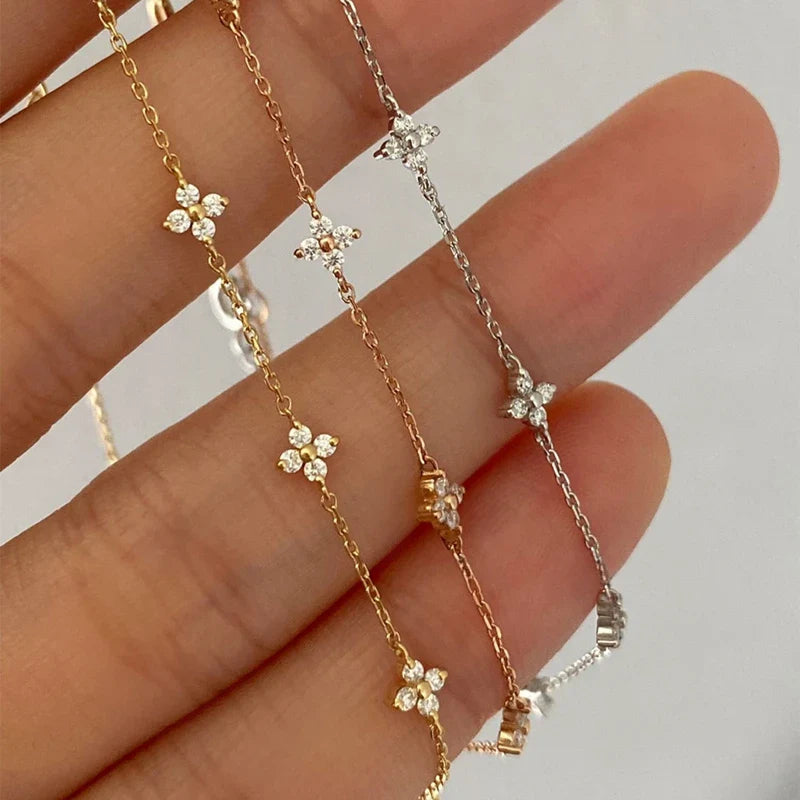 Fine Flower Zircon ID Bracelet silver